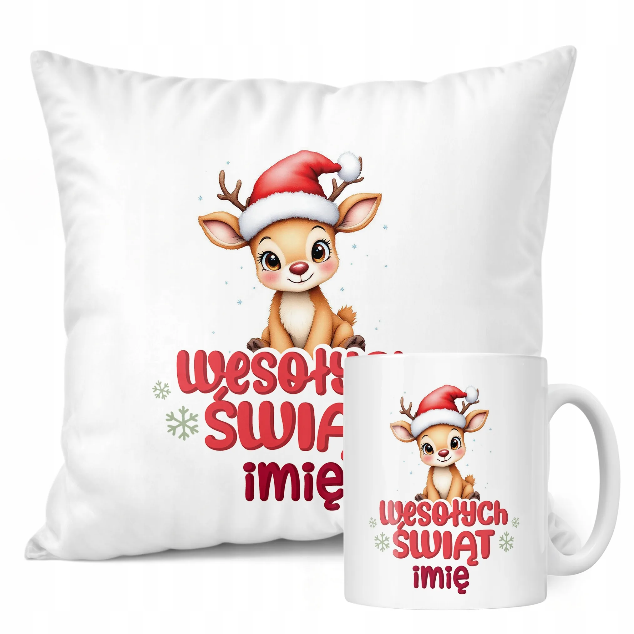 Zestaw Świąteczny Personalizowany Kubek + Poduszka Boże Narodzenie