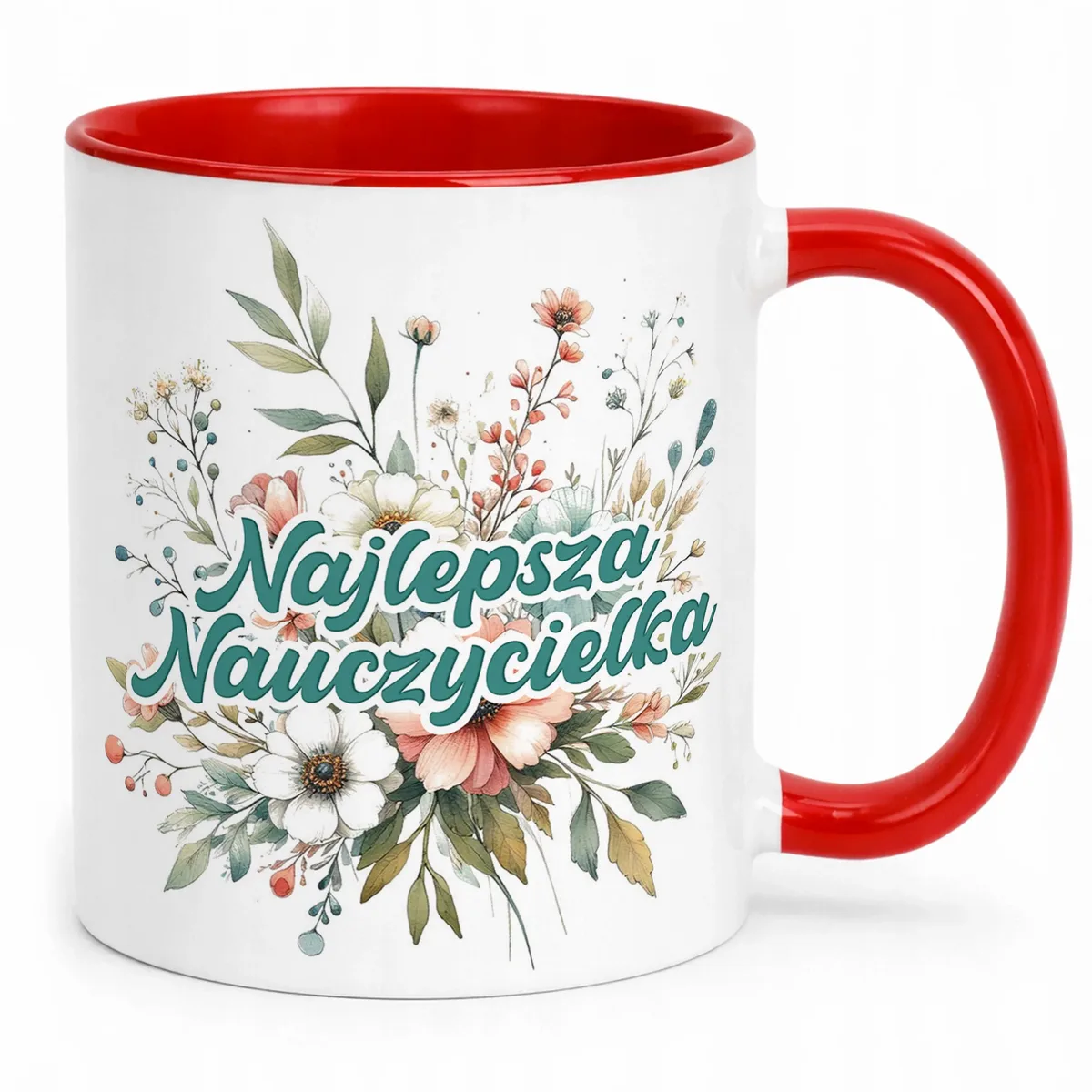 Kubek Czerwony Najlepsza Nauczycielka Dzień Nauczyciela Prezent
