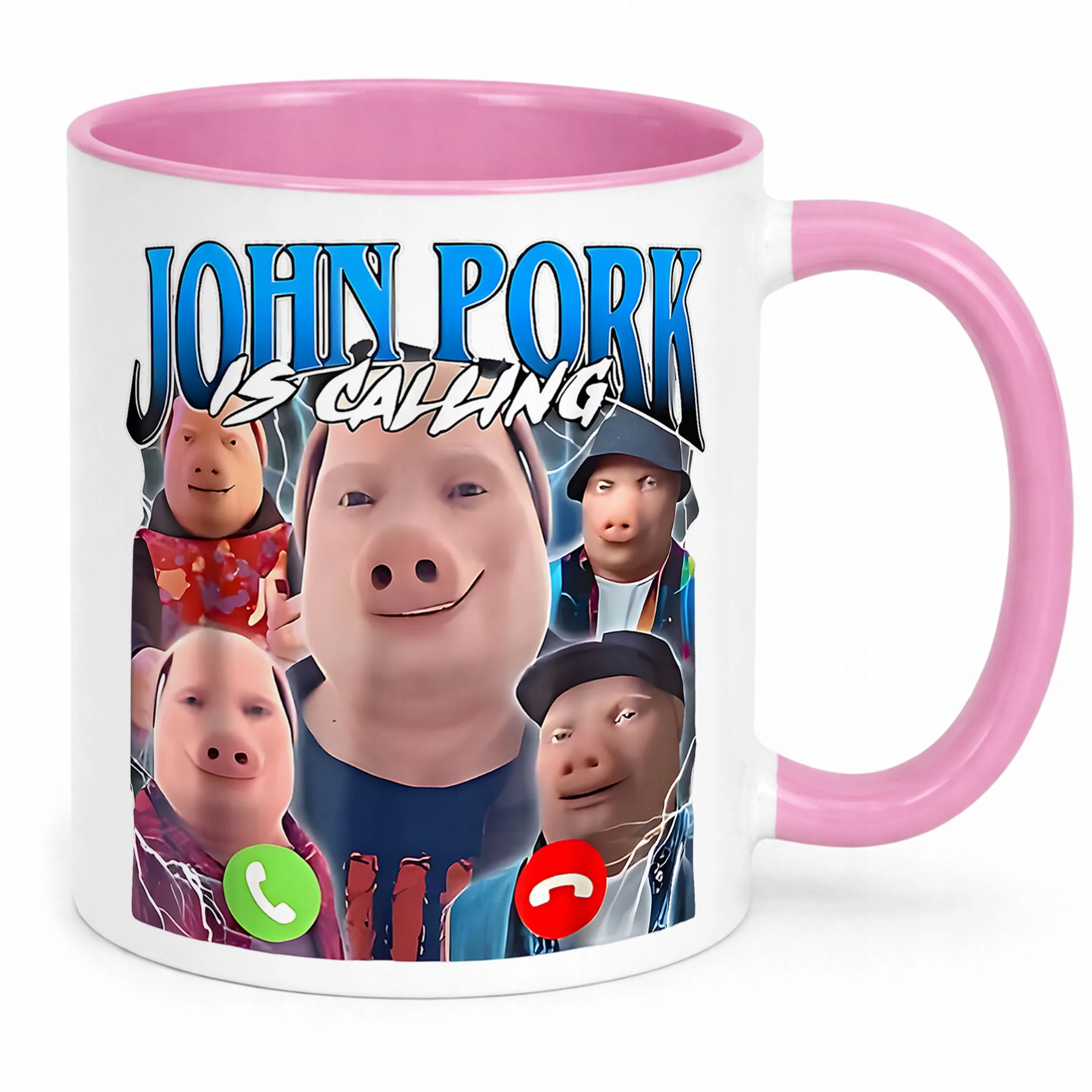 Kubek Różowy John Pork Calling viral tiktok brainrot mem