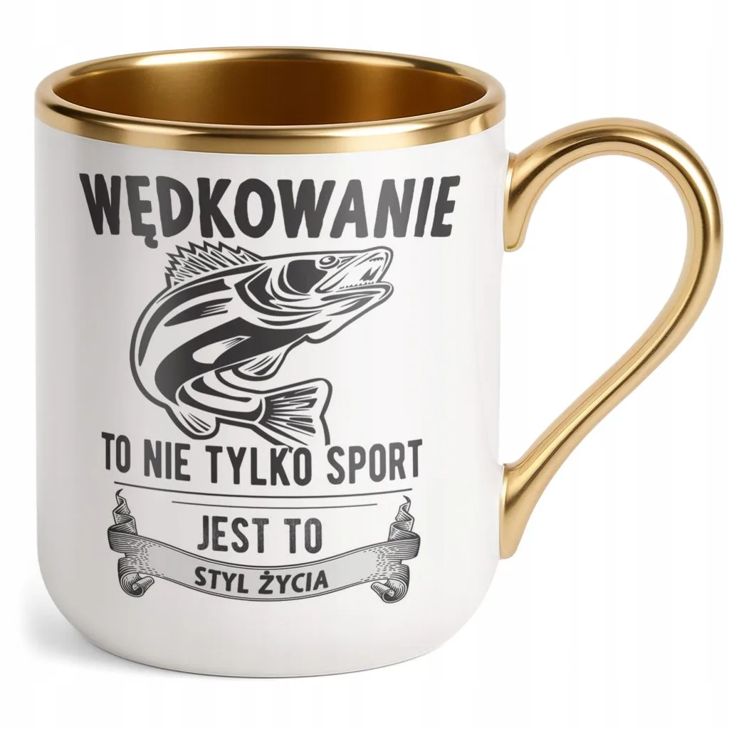 Kubek Premium Złoty Dla Wędkarza Wędkowanie Ryby Zabawny Prezent