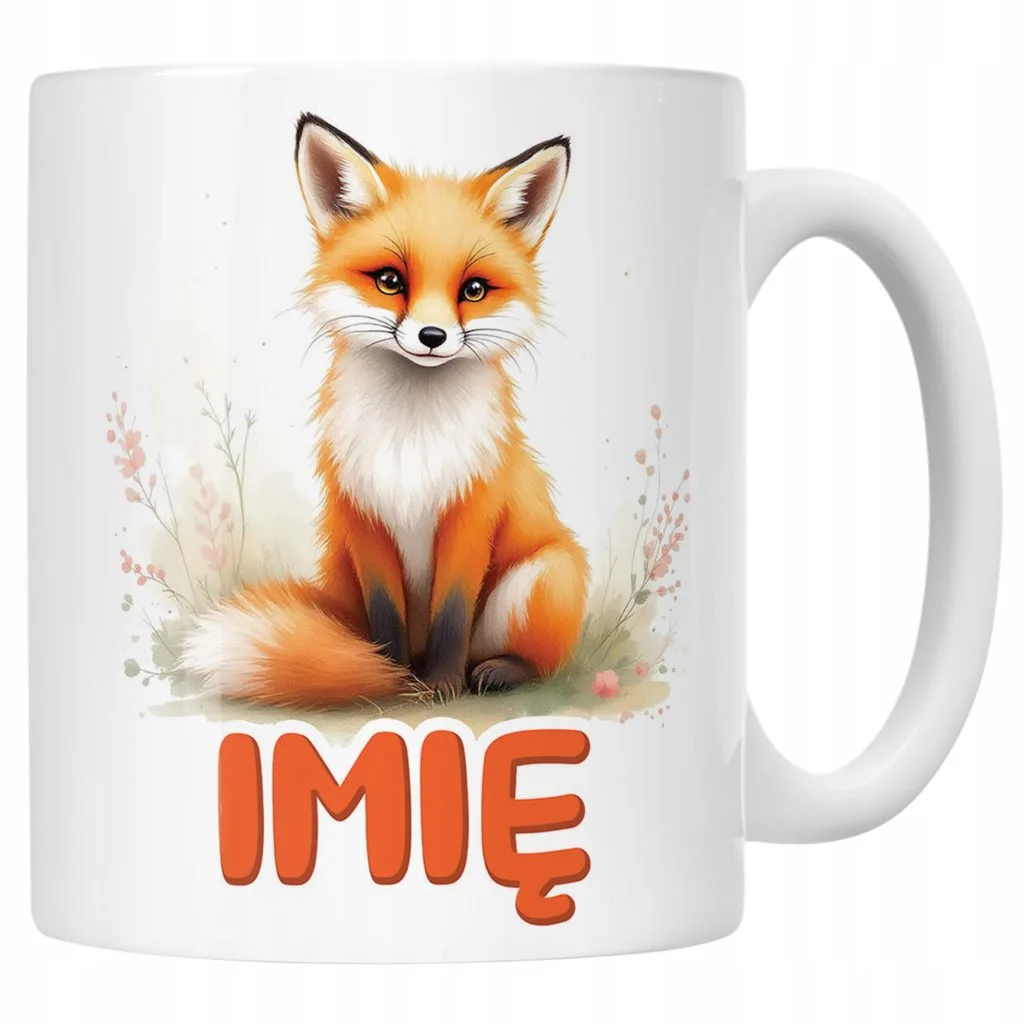Kubek ceramiczny personalizowany Lis Zwierzak Słodki Dla Dzieci