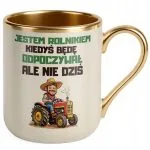 Kubek Premium Złoty Ecru Rolnik Dla Rolnika Traktor Zabawny Prezent
