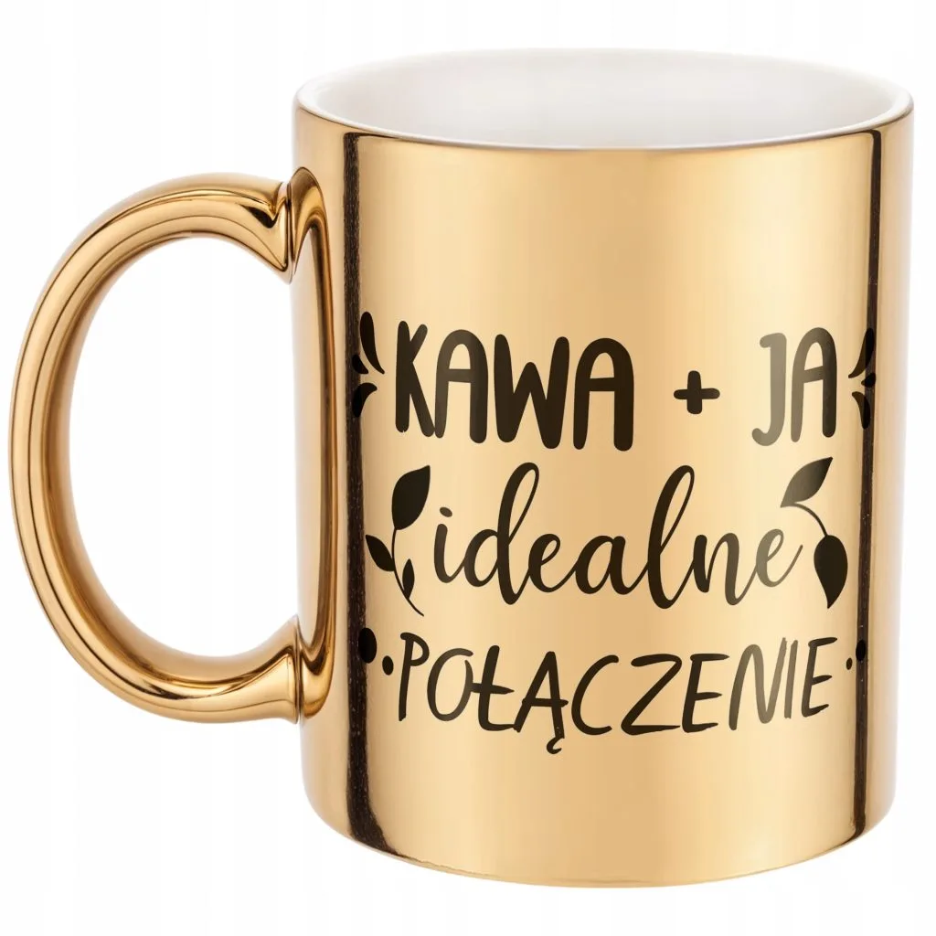 Złoty Kubek na prezent Dzień Kobiet Kawa Ja Idealne Połączenie Prezent