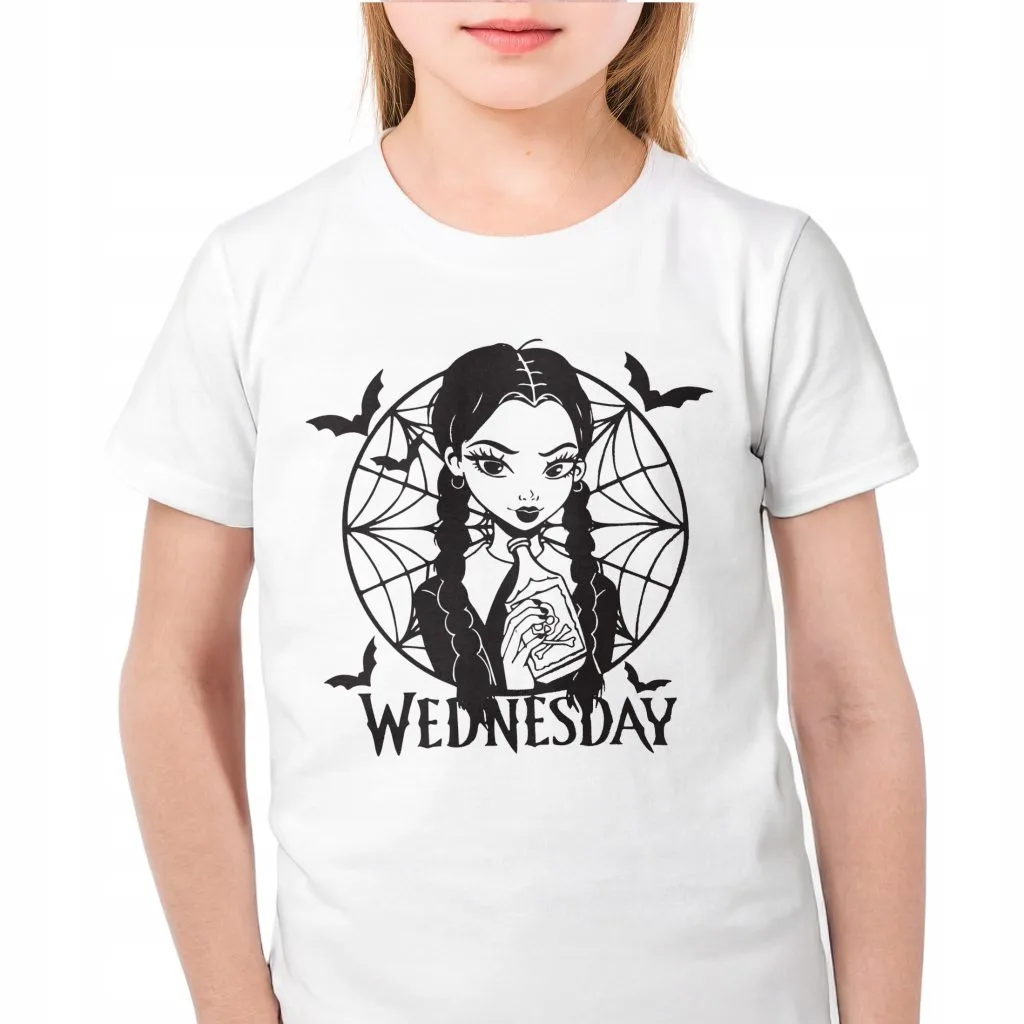 Koszulka biała dziecięca Nevermore Wednesday Dla Fanów Serialu