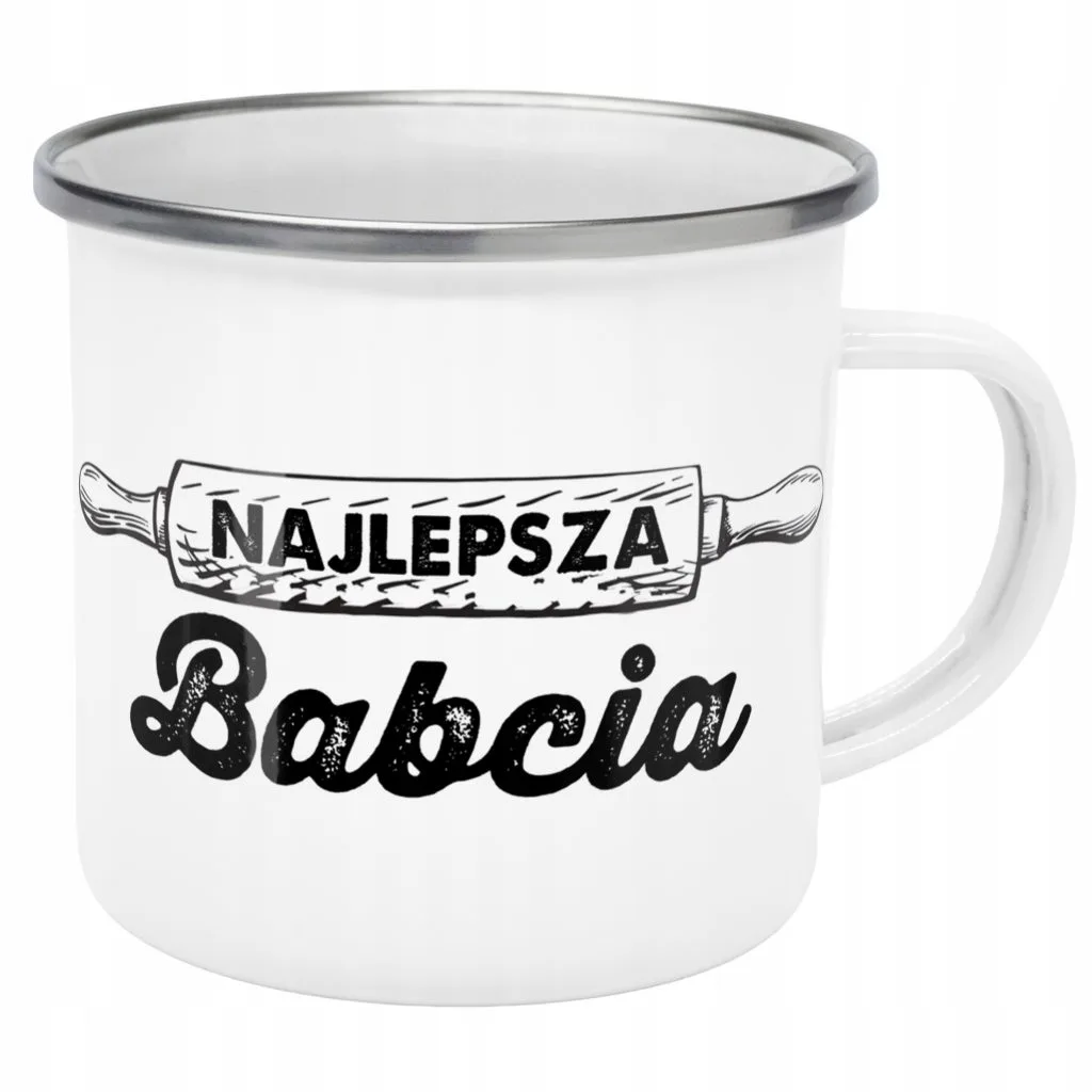 Emaliowany Kubek Garnuszek 300 ml Dzień Babci Prezent Najlepsza Babcia