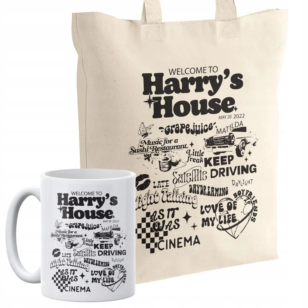 Zestaw torba bawełniana z dnem + kubek Harry Styles Harry’s House