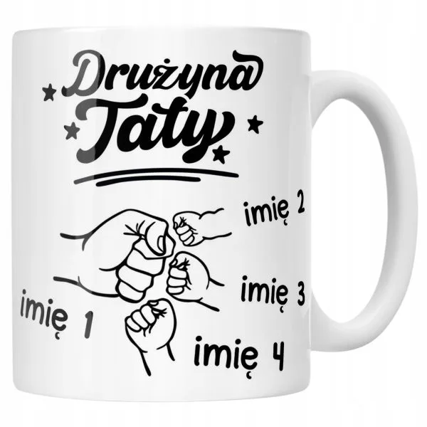 Kubek ceramiczny Personalizowany Dzień Ojca Najlepsza Drużyna 3 Dzieci