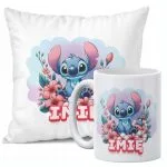 Zestaw Personalizowany Kubek + Poduszka 38×38 cm Dla Fanów Lilo i Sticz