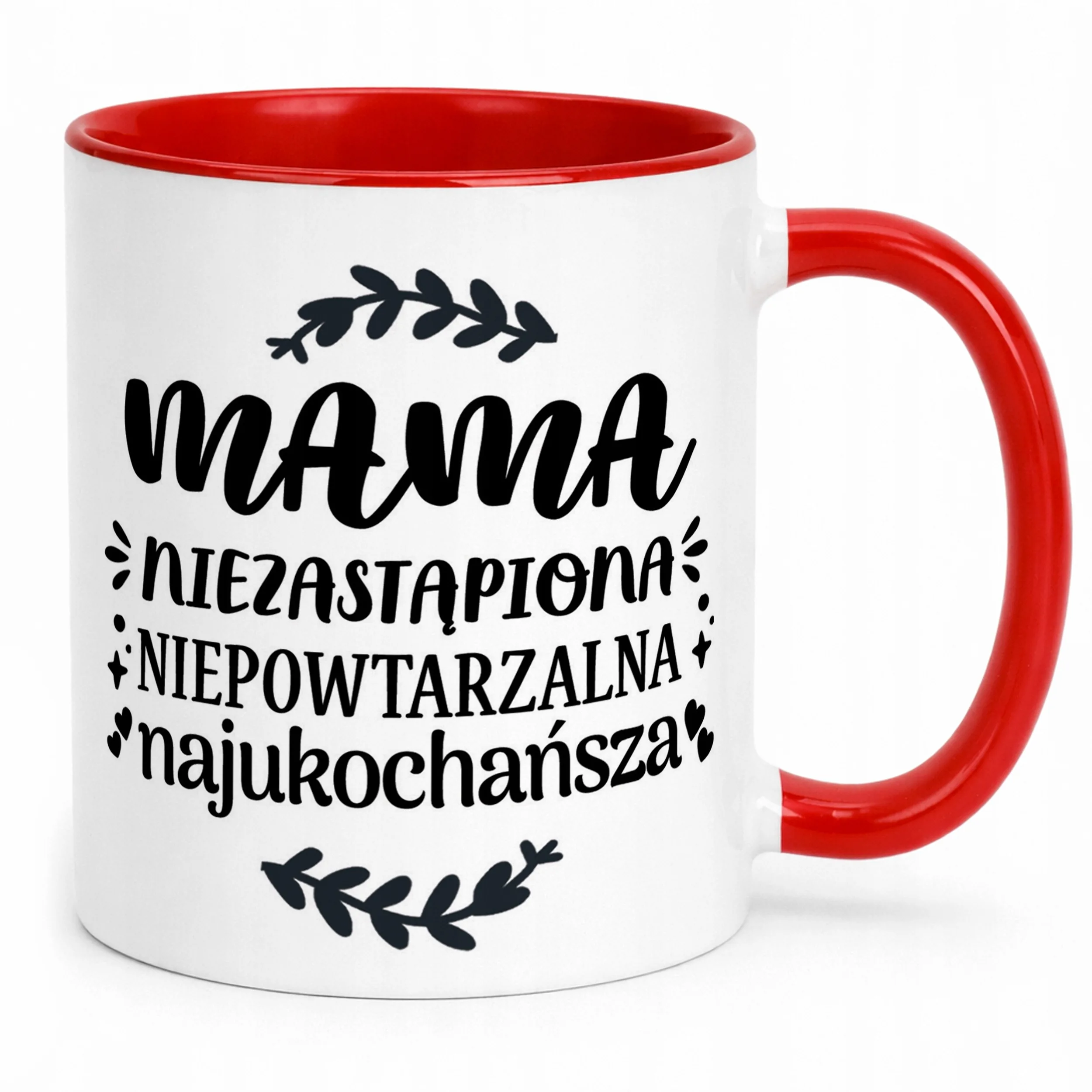 Kubek Czerwony Dzień Matki Dla Mamy Prezent Niezastąpiona Niepowtarzalna