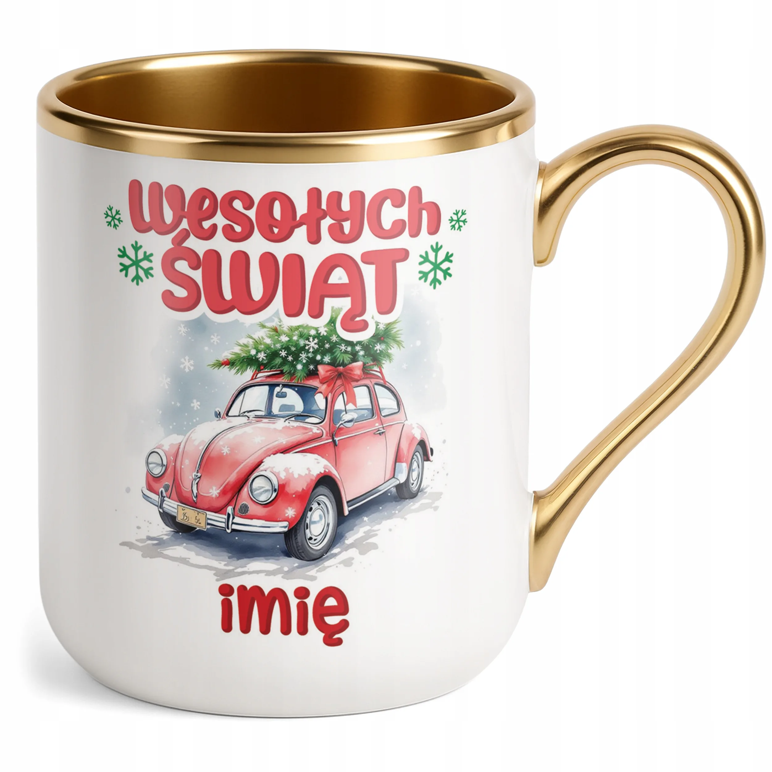Kubek Premium Złoty Personalizowany Świąteczny Boże Narodzenie Prezent