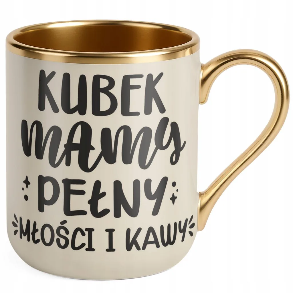Kubek Premium Złoty Ecru Dzień Matki Dla Mamy Prezent Kubek Pełny