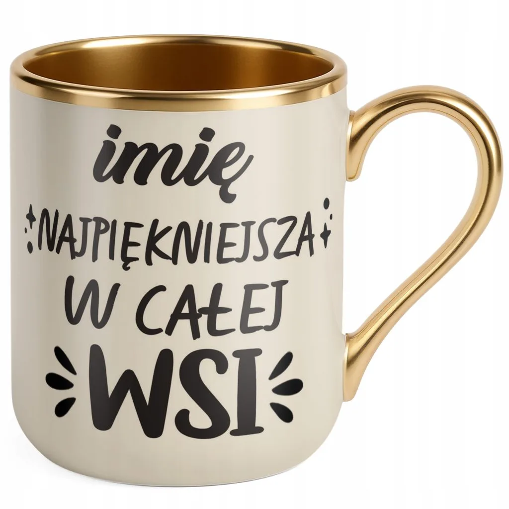 Kubek Premium Złoty Ecru Personalizowany Dzień Kobiet Zabawny