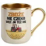 Kubek Premium Złoty Ecru Rolnik Dla Rolnika Traktor Zabawny Prezent
