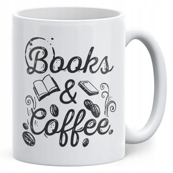 Kubek ceramiczny Coffee And Books Dla Fanów Czytania i Kawy