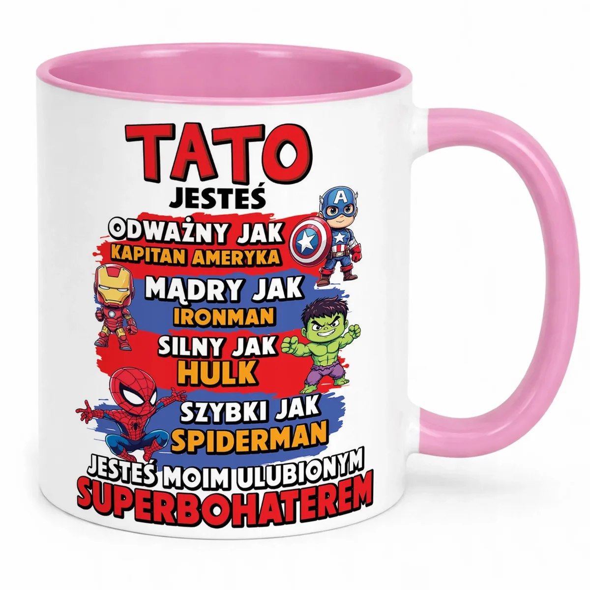 Kubek Różowy Dzień Ojca Dla Taty Tata Superbohater Prezent