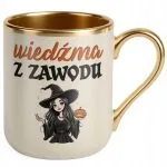 Kubek Premium Złoty Ecru Halloween Wiedźma Z Zawodu Dla Kobiety Prezent