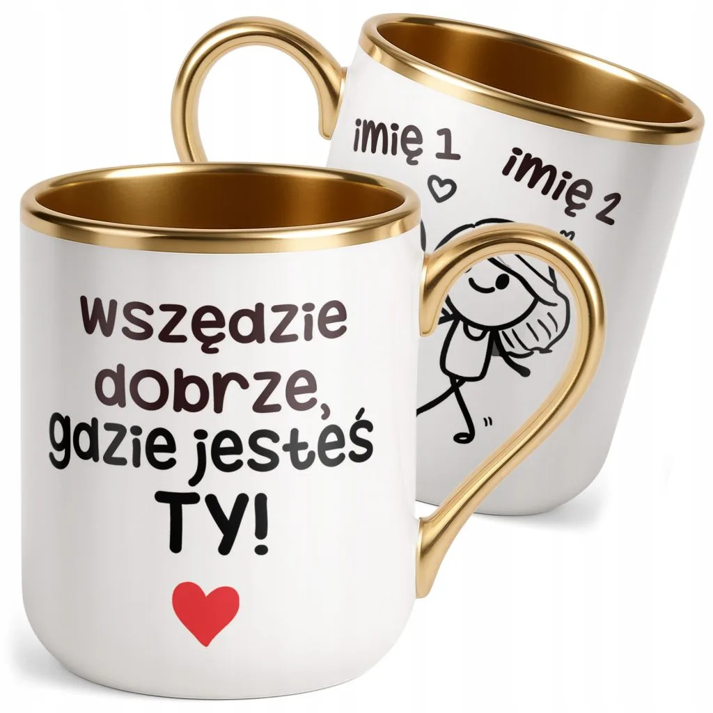 Kubek Premium Złoty Personalizowany Na Walentynki Kocham Cię Prezent