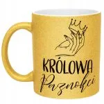 Złoty kubek brokatowy Królowa Paznokci Dla Stylistki Paznokci Prezent