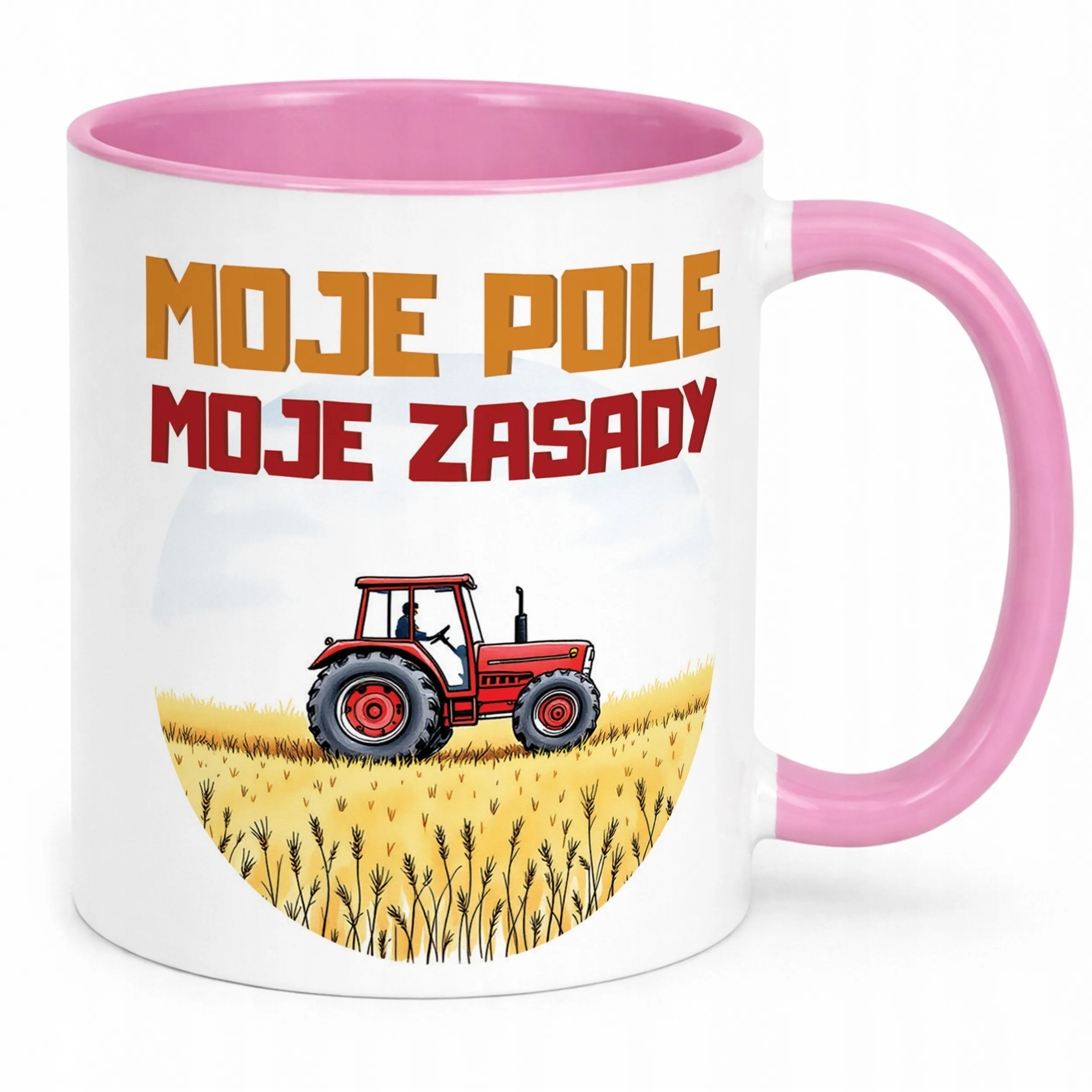 Kubek Różowy Rolnik Dla Rolnika Traktor Zabawny Prezent Upominek