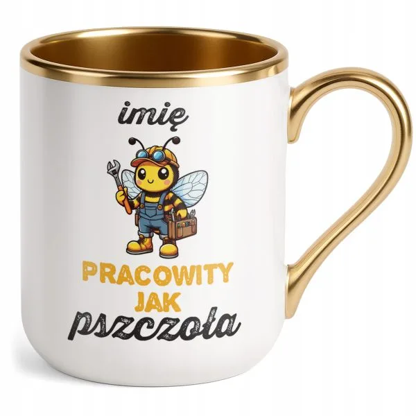 Kubek Premium Złoty Personalizowany Dla Pszczelarza Prezent Upominek