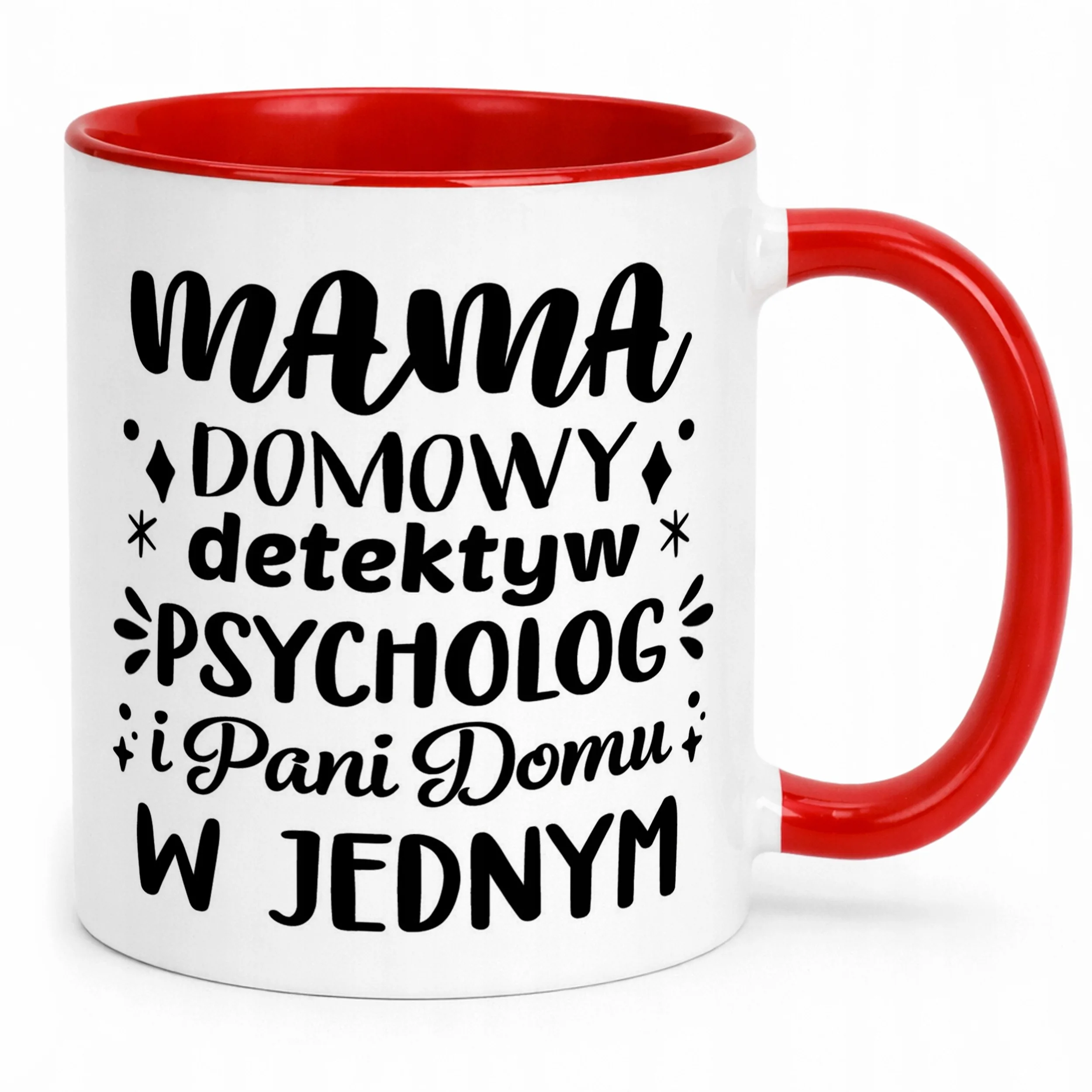 Kubek Czerwony Dzień Matki Dla Mamy Prezent Domowy Detektyw Psycholog