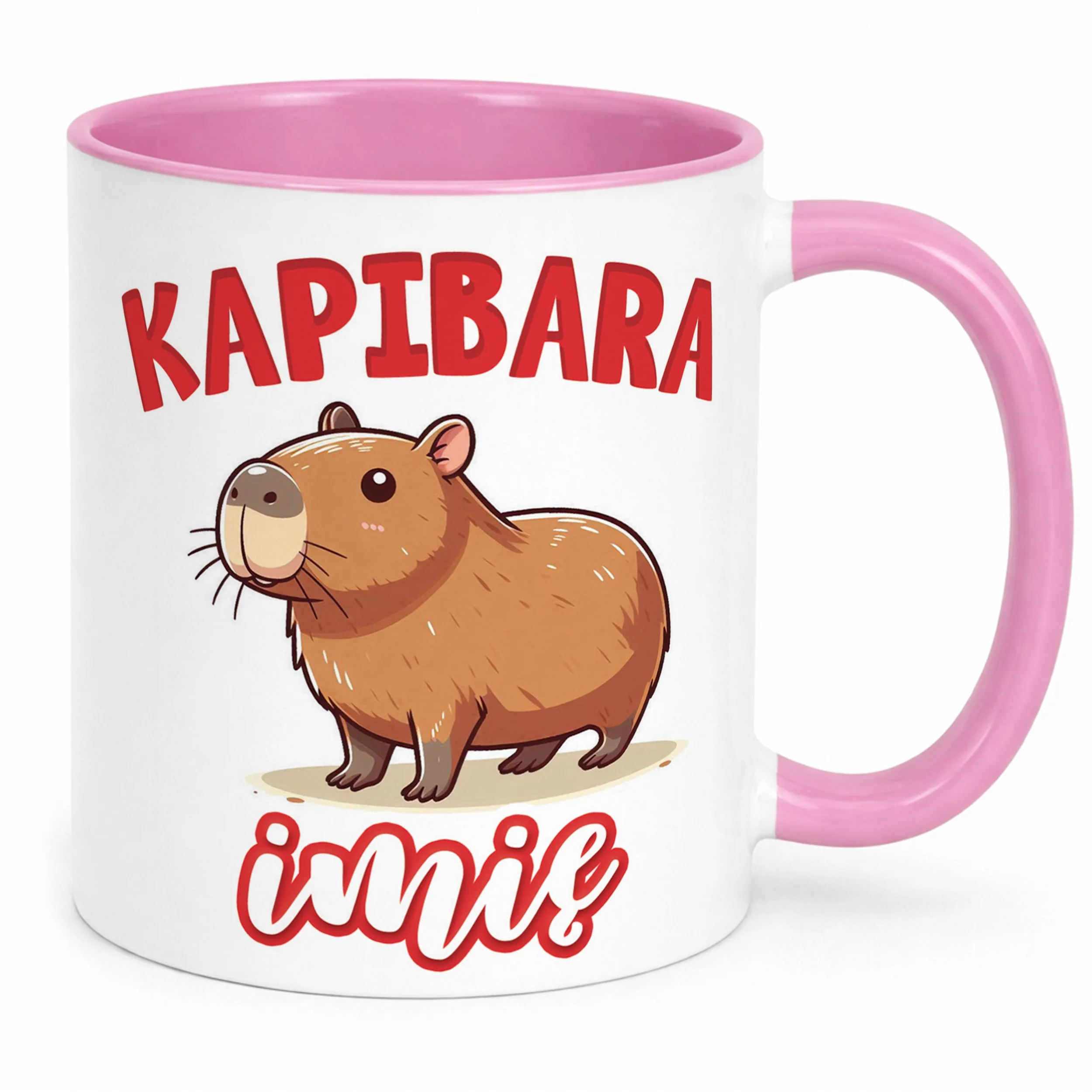 Kubek Różowy Personalizowany Kapibara Capybara Zwierzak Dla Dzieci