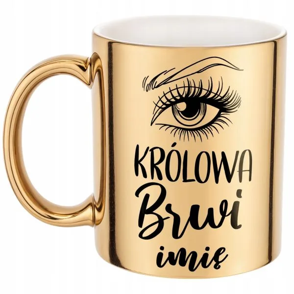 Złoty Kubek Personalizowany Królowa Brwi Dla Stylistki Prezent