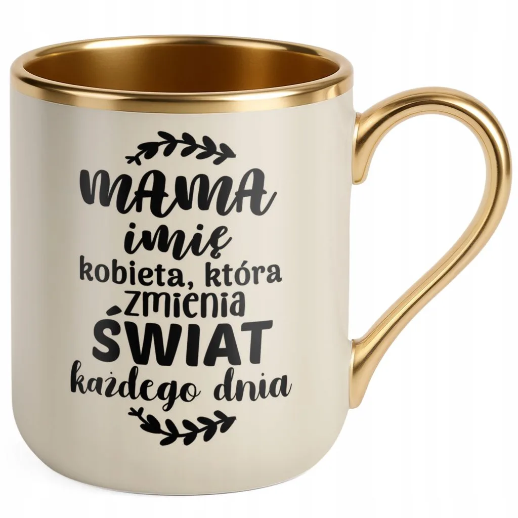 Kubek Premium Złoty Ecru Personalizowany Dzień Matki Dla Mamy