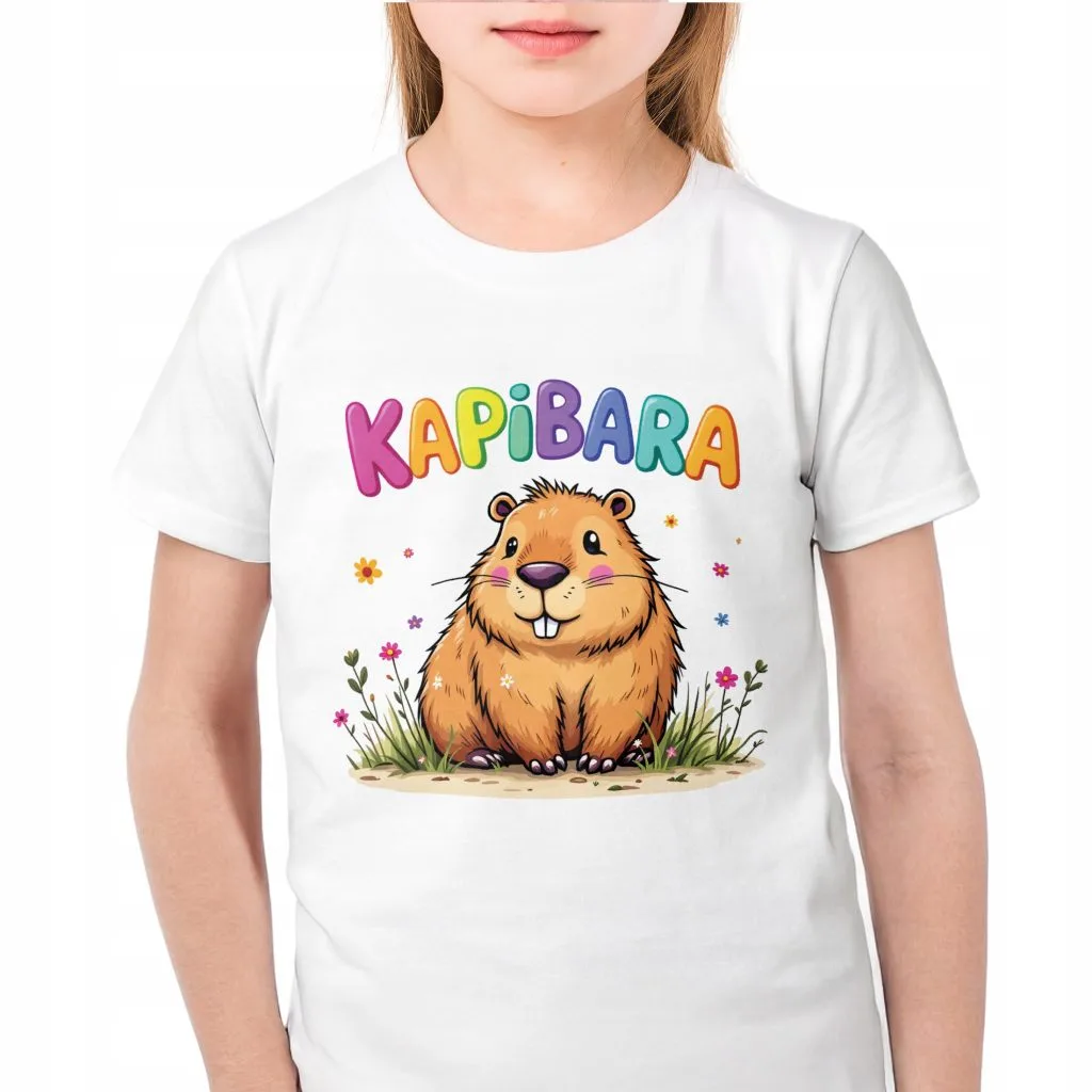 Koszulka biała dziecięca Kapibara Capybara Zwierzak