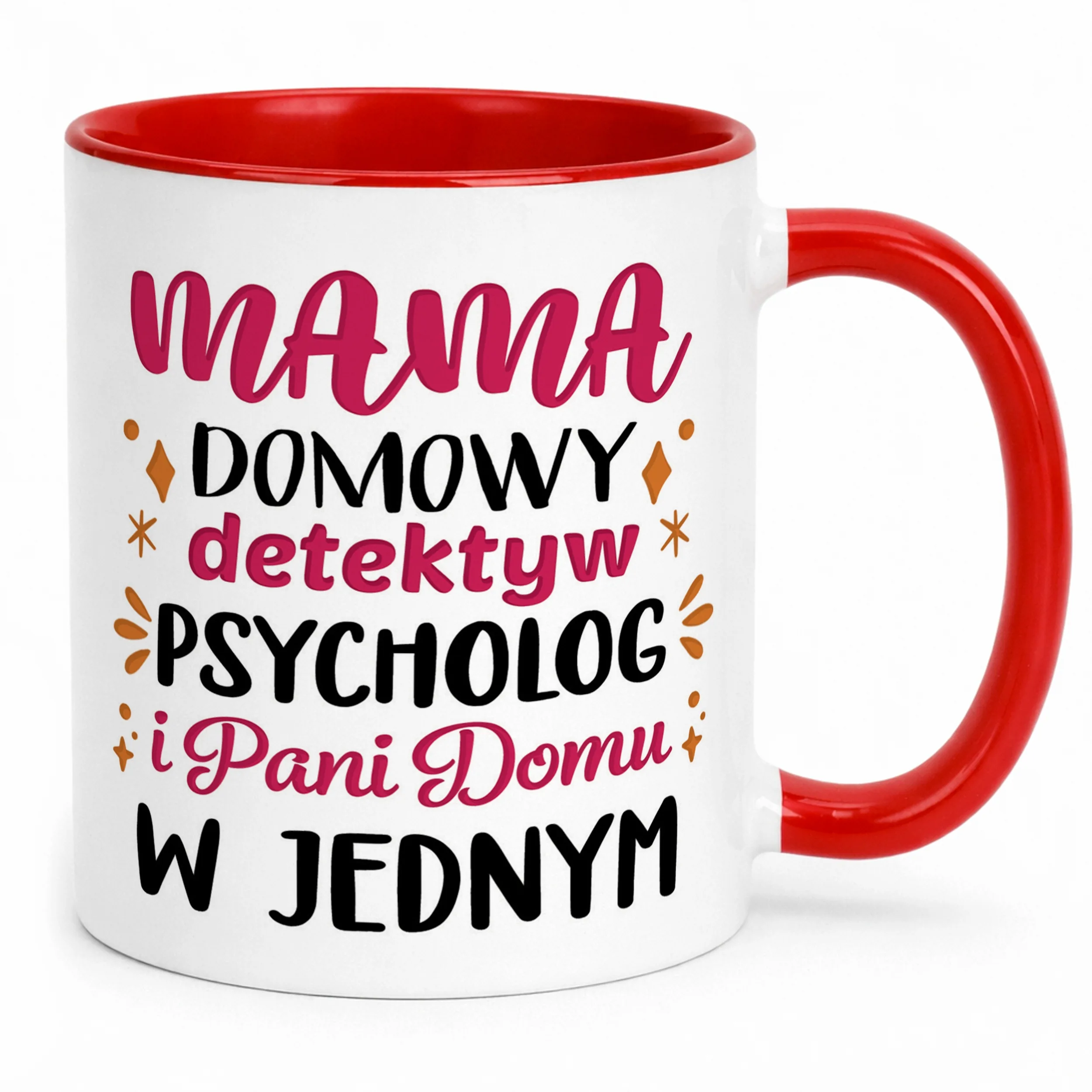 Kubek Czerwony Dzień Matki Dla Mamy Prezent Domowy Detektyw Psycholog