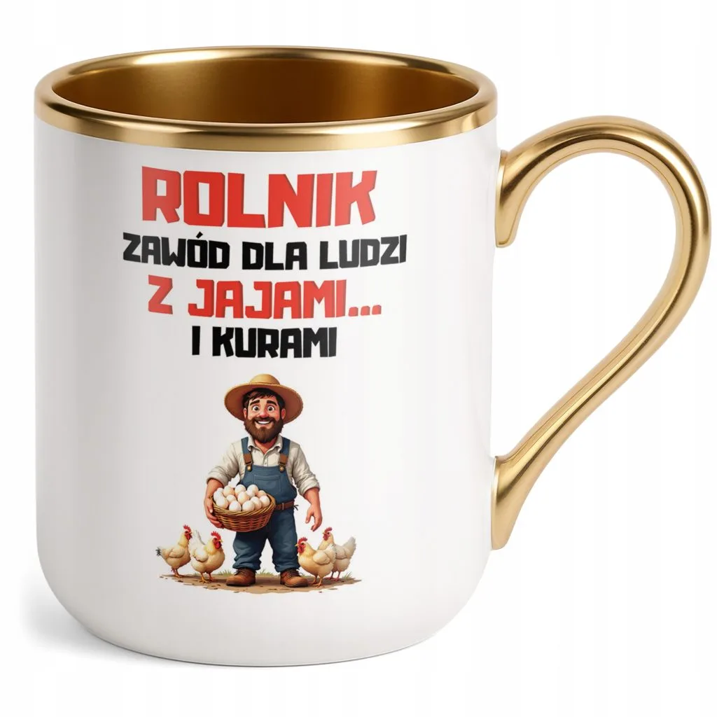 Kubek Premium Złoty Rolnik Dla Rolnika Traktor Zabawny Prezent