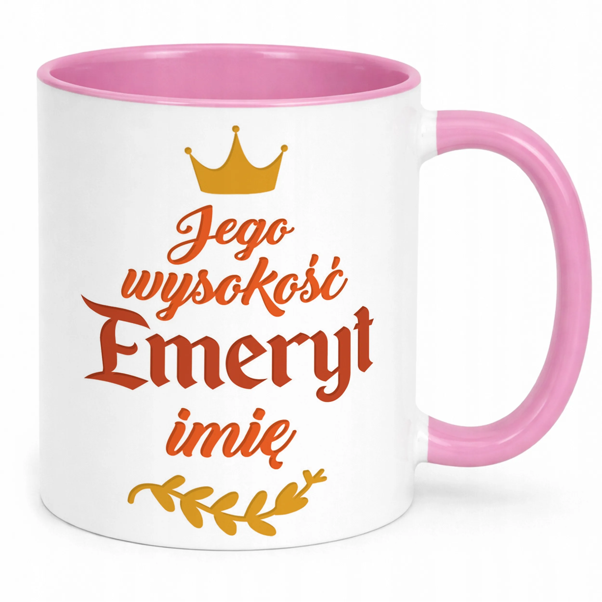 Kubek Różowy Personalizowany z okazji Emerytury Dla Emeryta Prezent