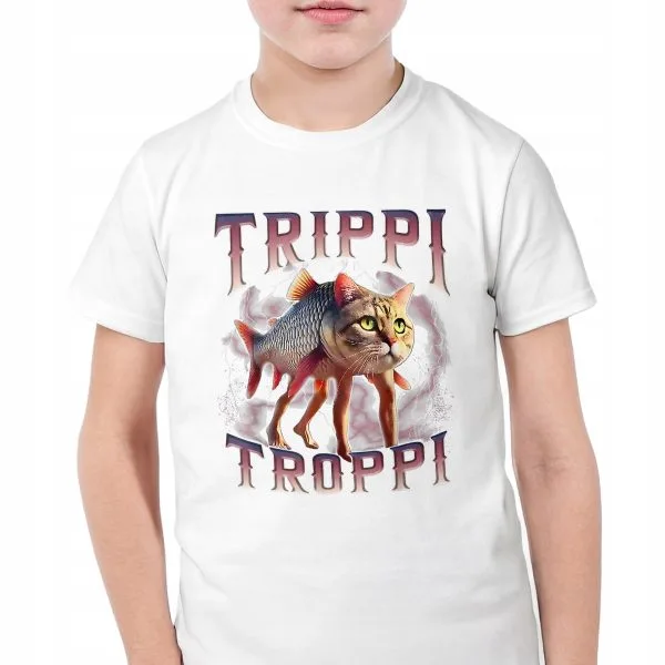 Koszulka biała dziecięca Trippi Troppi viral tiktok brainrot mem