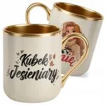 Kubek Premium Złoty Ecru Personalizowany Jesienny Jesieniara Prezent