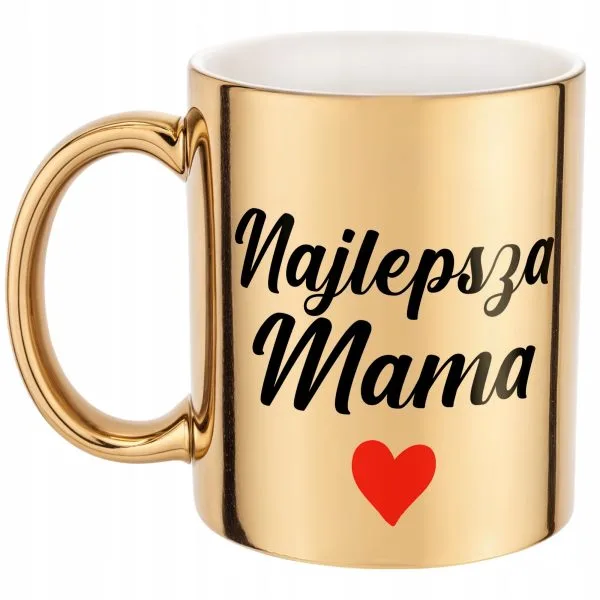 Złoty Kubek ceramiczny Dzień Matki Dla Mamy Najlepsza Mama