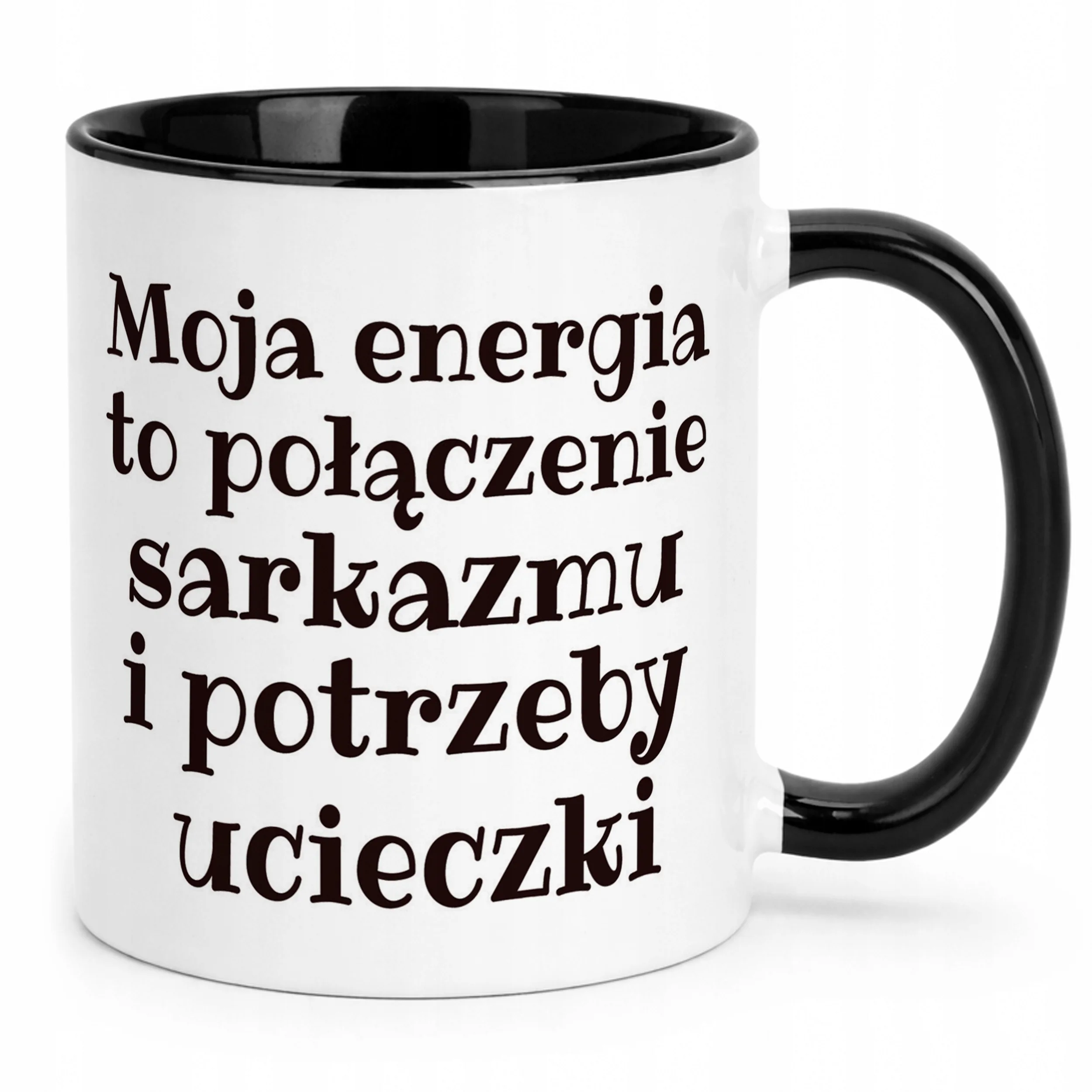 Kubek Czarny Moja Energia To Połączenie Śmieszny Zabawny Prezent