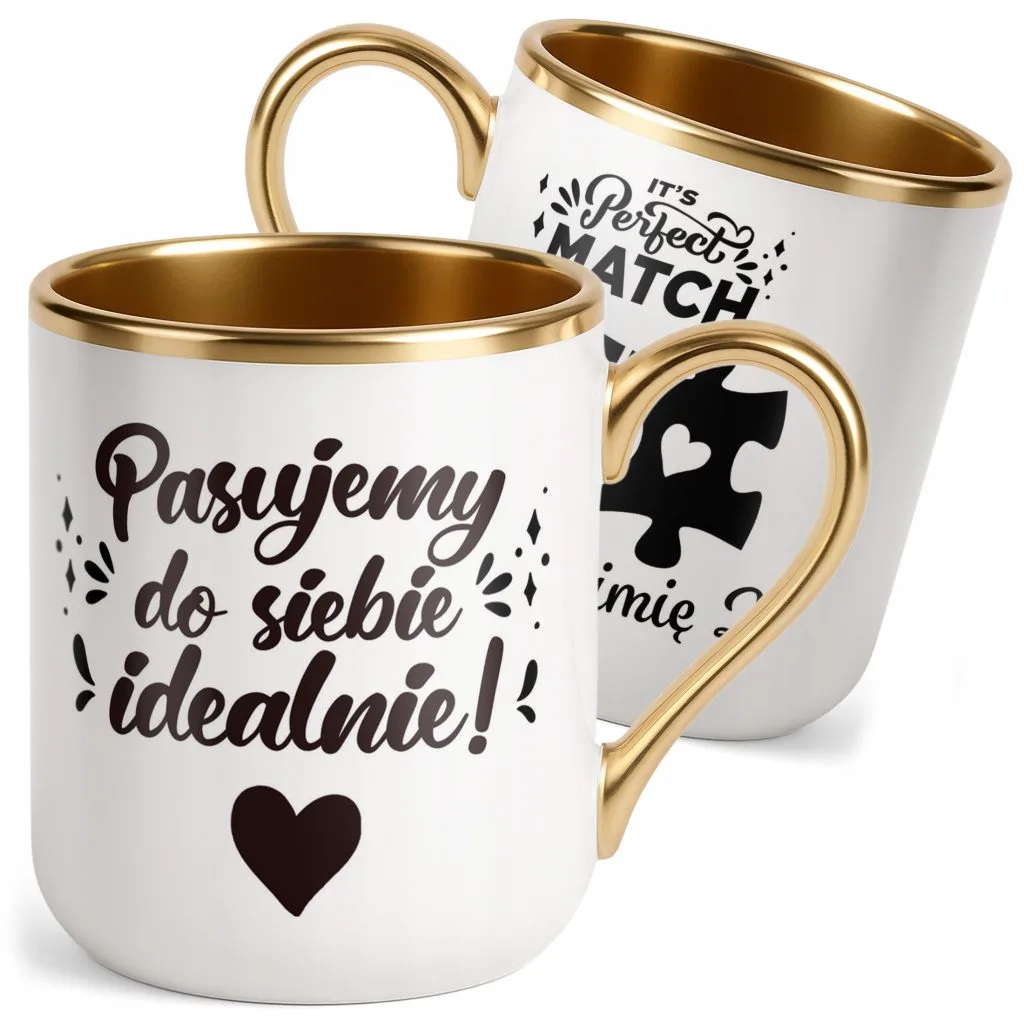 Kubek Premium Złoty Personalizowany Na Walentynki Kocham Cię Prezent