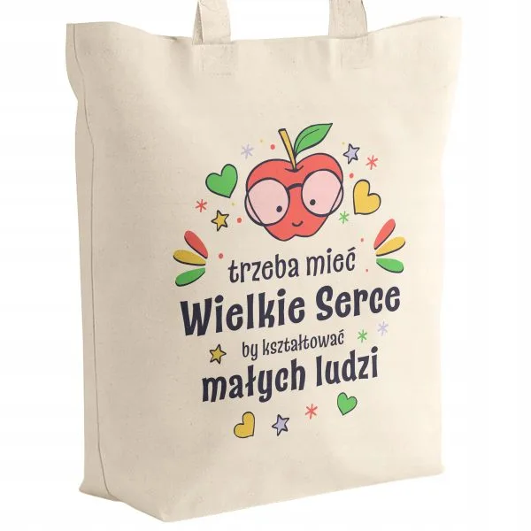 Torba bawełniana z dnem Dzień Nauczyciela Trzeba mieć wielkie serce Prezent