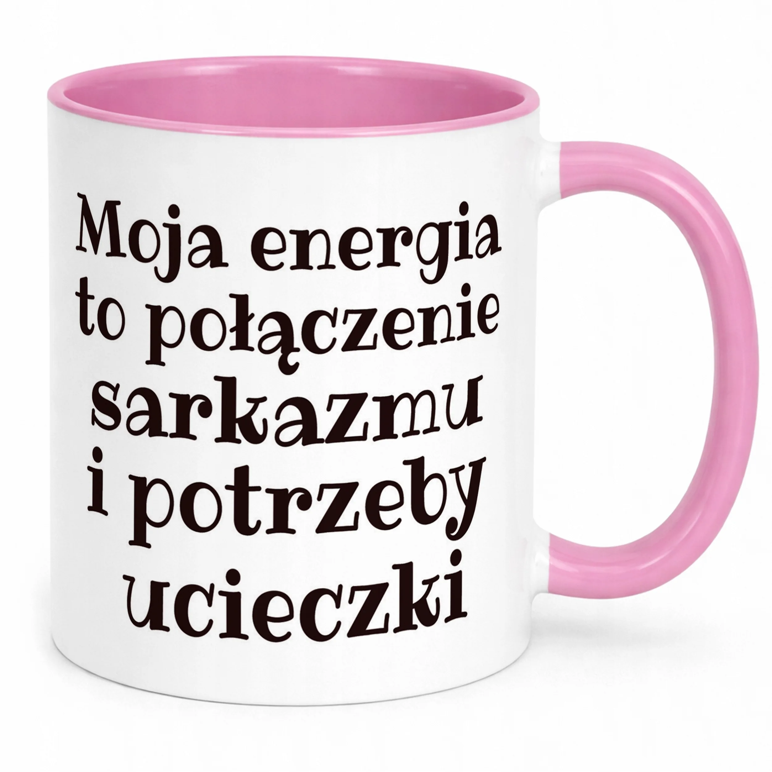 Kubek Różowy Moja Energia To Połączenie Śmieszny Zabawny Prezent
