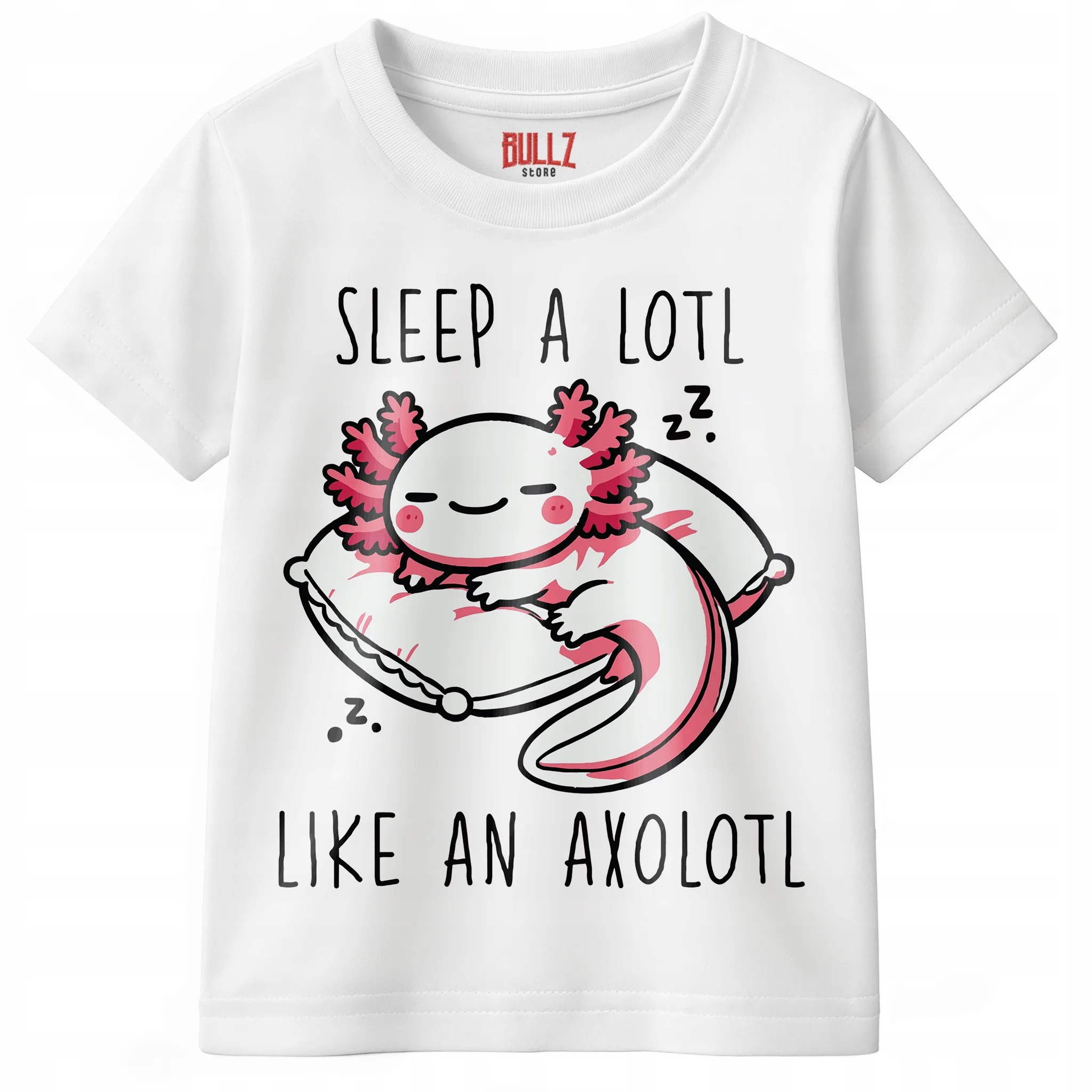 T-shirt dziecięcy biały Aksolotl Axolotl Uśmiechnięty Różowy