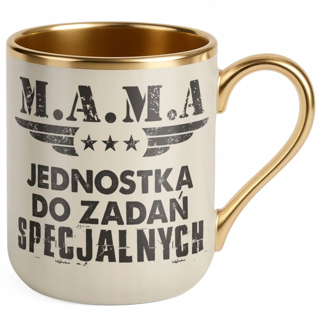 Kubek Premium Złoty Ecru Dzień Matki Dla Mamy Prezent Mama Jednostka