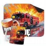 Zestaw Personalizowany Kubek + Podkładka pod mysz Wóz Strażacki