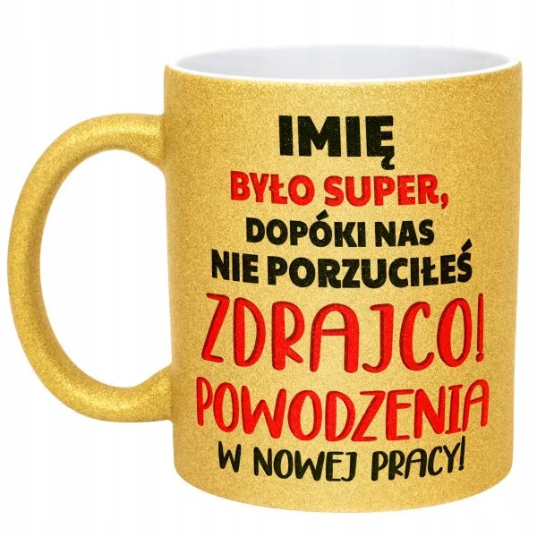 Złoty kubek brokatowy personalizowany Pożegnanie Odejście Z Pracy Prezent