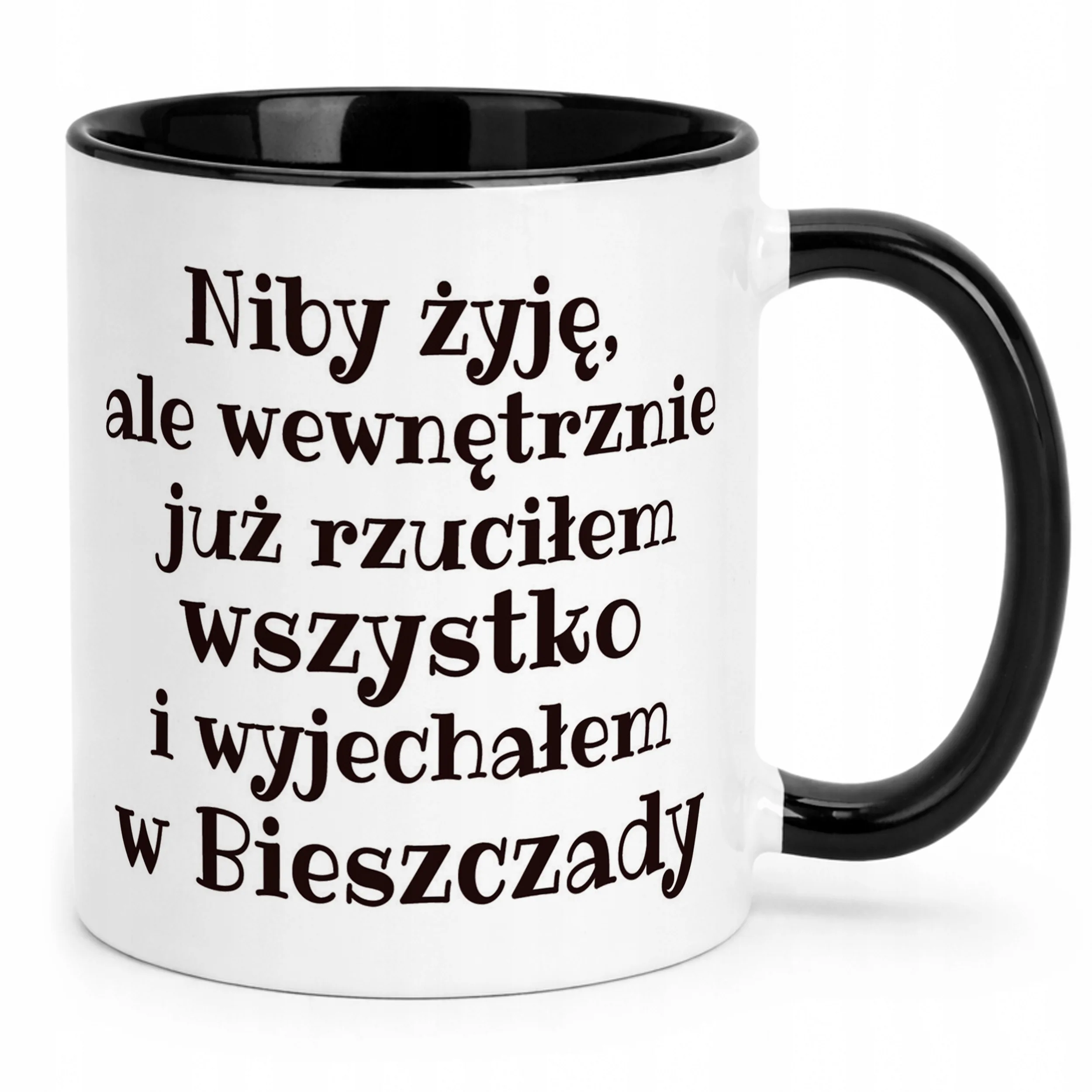 Kubek Czarny Niby Żyje Ale Wewnętrznie Śmieszny Zabawny Prezent
