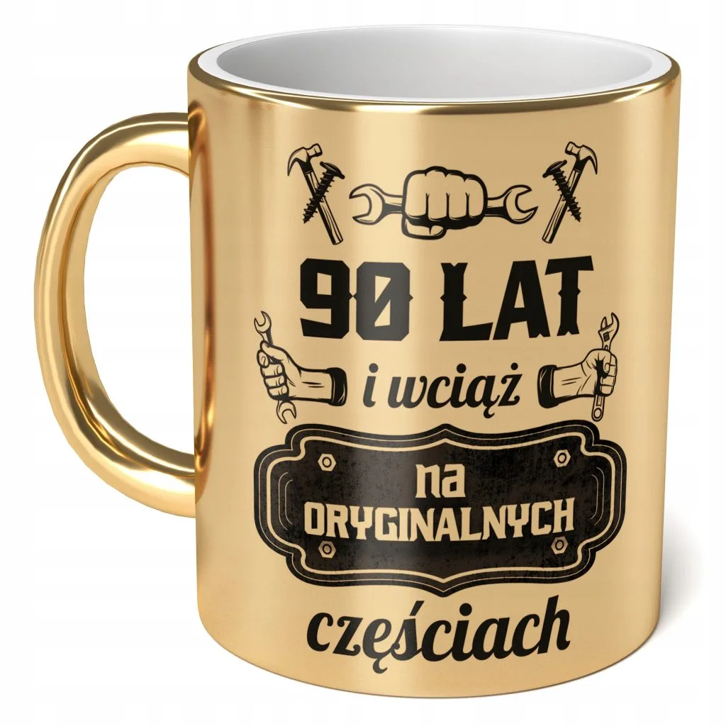 Kubek Złoty ceramiczny 330 ml 90 lat wciąż na oryginalnych Prezent Urodziny