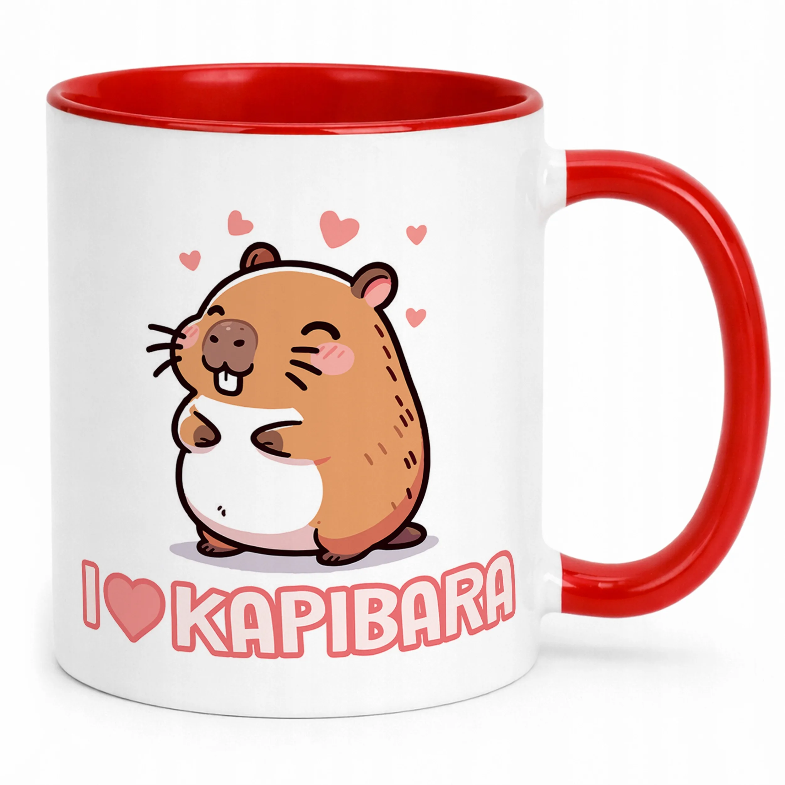 Kubek Czerwony Kapibara Capybara Zwierzak Słodki Dla Dzieci Prezent