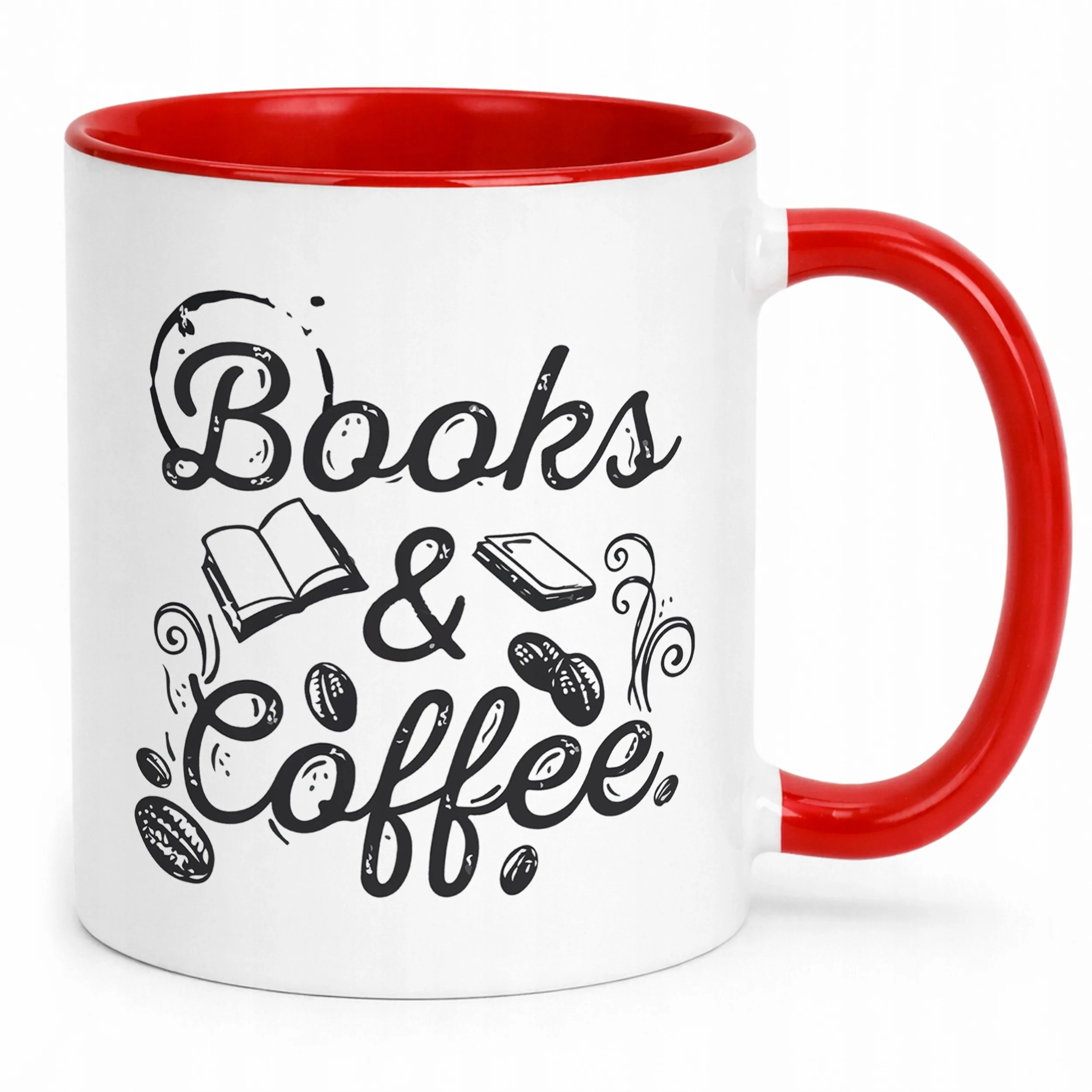 Kubek Czerwony Coffee And Books Dla Fanów Czytania i Kawy