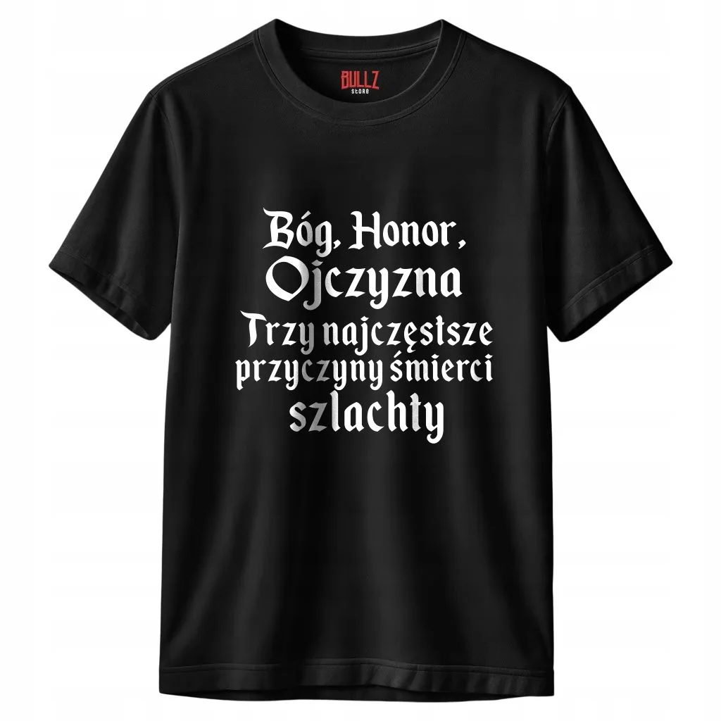 Koszulka czarna męska 1670 Bóg Honor Ojczyzna