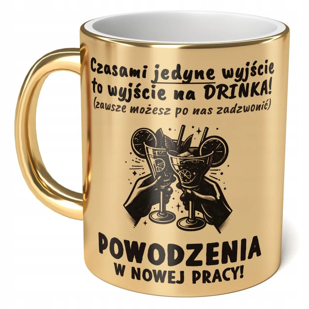 Kubek Złoty ceramiczny 330 ml Na Odejście Z Pracy Prezent Pożegnanie