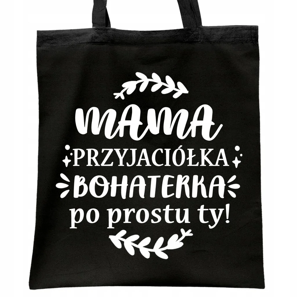 Torba bawełniana czarna na zakupy Dzień Matki Dla Mamy Prezent